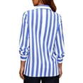 thumbnail image 5 of CBASIHI Womens Striped Button Down Shirts- Collared Loose Fit Casual Trendy Long Sleeve Fall Tops Blue Size M, 5 of 7