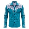 thumbnail image 3 of Western Cowboys Dress Shirts for Men Long Sleeve Button Lapel Top Casual Carnival Theme Classic Comfortable Mens Shirt Light Blue S, 3 of 3