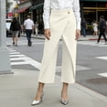 thumbnail image 7 of Utoimkio High Waist Wrap Front Capri Pants for Women Casual Single Button Overlay Cropped Trousers for Women with Side Hand Pockets, 7 of 7