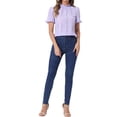 thumbnail image 2 of INSPIRAR CHIC Blusa Casual de Manga Corta con Cuello Alto y Bordado de Ojal con Volantes para Mujeres Talla S Color Púrpura Claro, 2 of 6