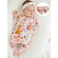 thumbnail image 5 of BemeyourBBs Newborn Baby Girls Western Cowgirl Outfits Ruffle Footed Romper Long Sleeve Boots Print Zipper Footie Jumpsuit Headband Spring Fall Winter Clothes, 5 of 9