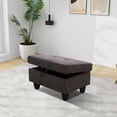 thumbnail image 5 of Dark Brown Fluffy Fabric Storage Ottoman for Living Room Sofa, 5 of 7