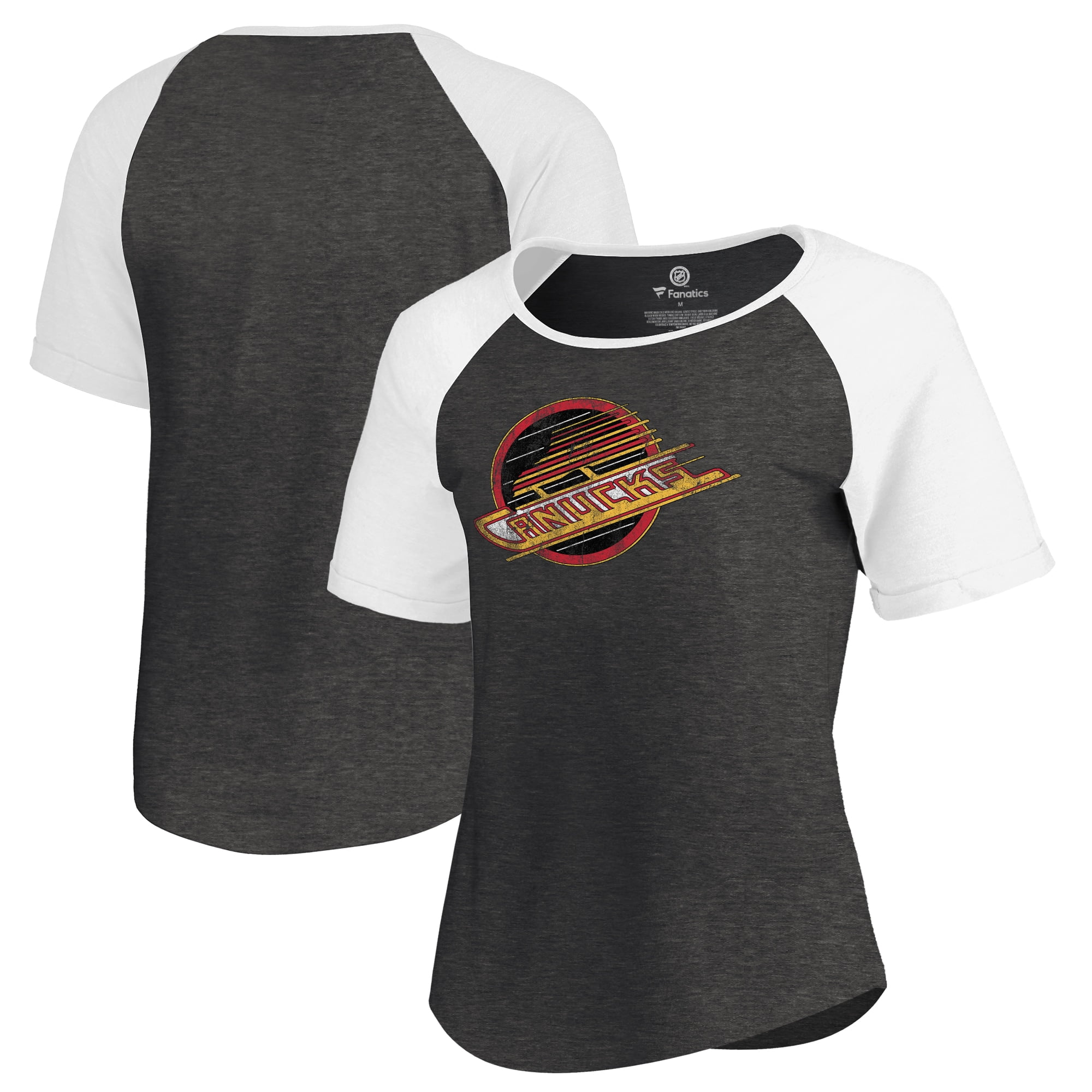 Vancouver Canucks Fanatics Branded Women's Vintage Throwback Logo Tri-Blend Raglan T-Shirt 