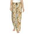 thumbnail image 2 of Lsque Retro 70s 60s Flower Print Women's Pajama Pants, Lounge Pant - Comfortable Home Wear,Elastic Waistband, Stylish Design-Large, 2 of 9