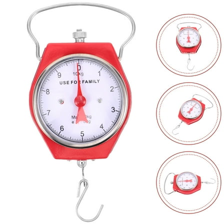 STOBOK Portable Red Hanging Handheld Luggage Weight Scale with Hook for Travel and Home Use