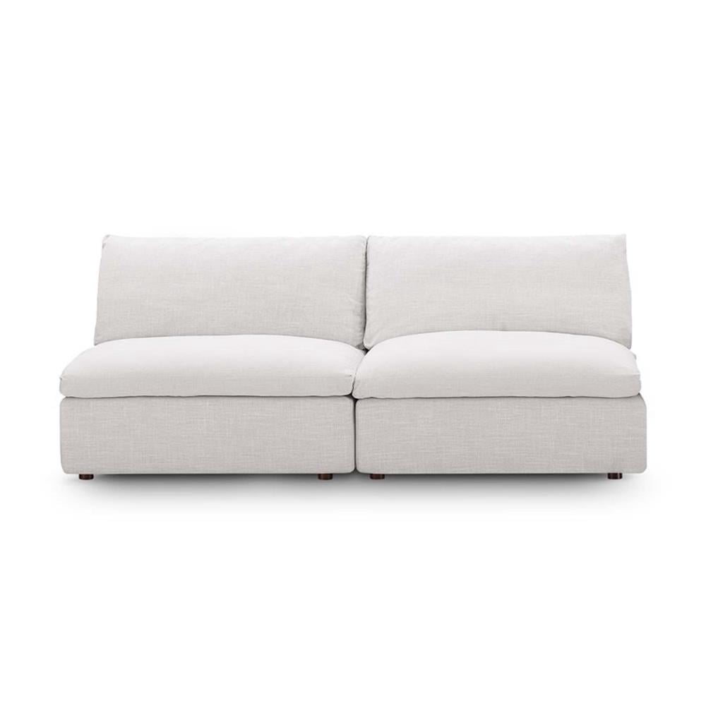 Pemberley Row Polyester Linen-Like Texture Gray Loveseat Rectangular Down Feather Cushions 78" Unassembled