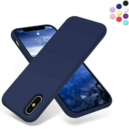 Designed for iPhone X Silicone Case, Protection Shockproof Dustproof Anti-Scratch Phone Case Cover for iPhone X, Liquid Silicone Phone Case (Navy)
