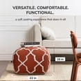 thumbnail image 5 of Crimson Dreams 22" x 22" x 16" Red& Ivory Pouf, 5 of 8