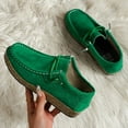 thumbnail image 6 of Pandaie Womens Slip on Loafers Comfort Suede Low Top Moccasins Office Business Work Oxfords Ladies Platform Casual Dress Shoes Green 9.5, 6 of 8