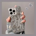 thumbnail image 3 of Retro Ins Shining Love Heart Phone Case For iPhone 15 14 13 12 11 Pro Max Ultra-thin Glitter 3D Epoxy Silver Soft Back Cover, 3 of 4
