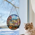 thumbnail image 5 of Boho Autumn Harvest Village Stained Glass Suncatcher Window Hangings, Suncatchers Colorful Glass Panel Sun Catchers Gifts, Decoration for Home Garden Christmas Party Wedding,, 5 of 6