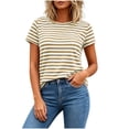 thumbnail image 2 of Otntypg Women's Striped Short Sleeve T-Shirt - Trendy Basic Athletic T-Shirts Loose Soft Crew Neck Casual Summer Tops for Work Weekend, 2 of 8