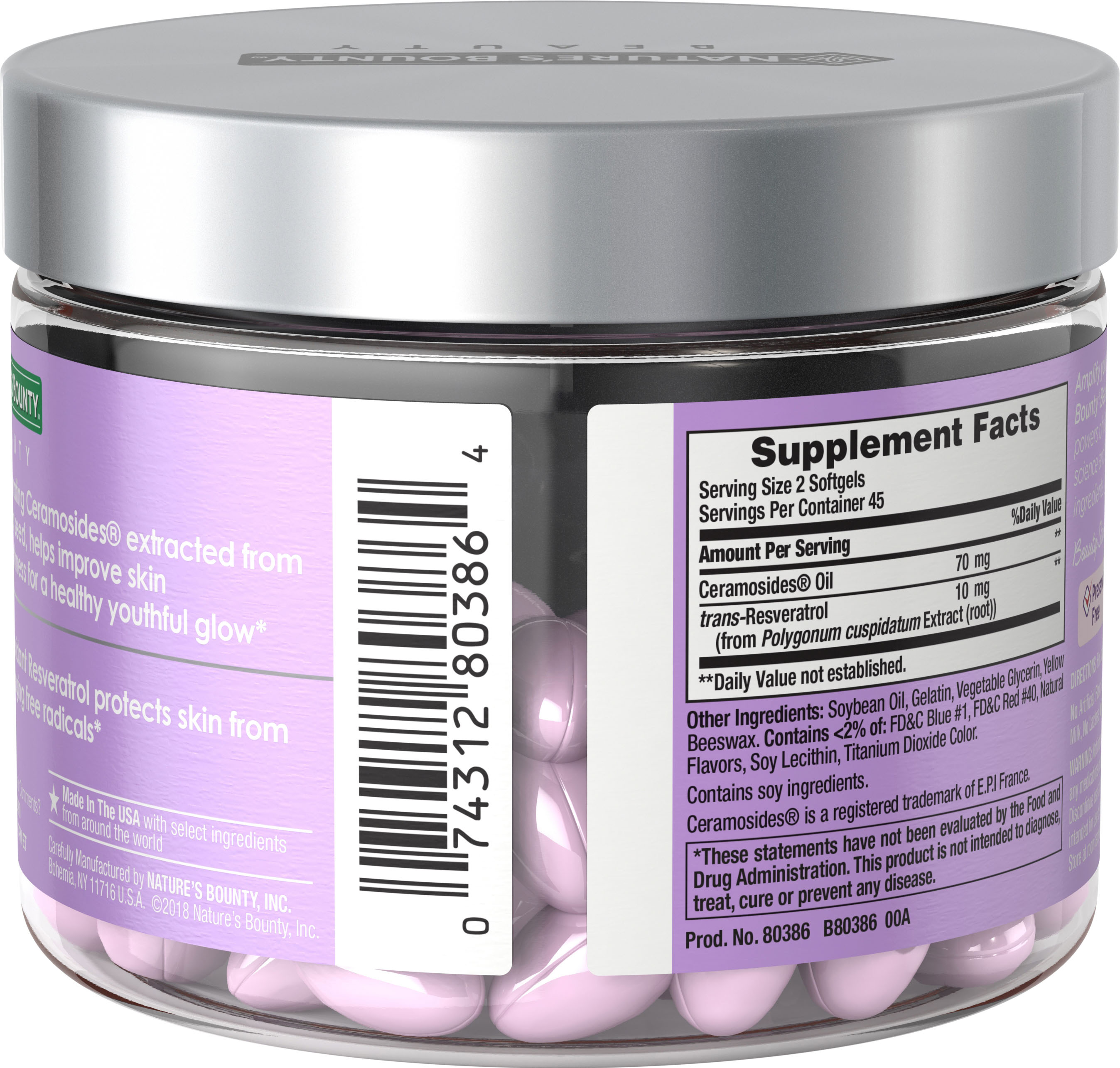 Nature's Bounty GlowOn Beauty Dietary Supplement, Softgels, 90 Ct
