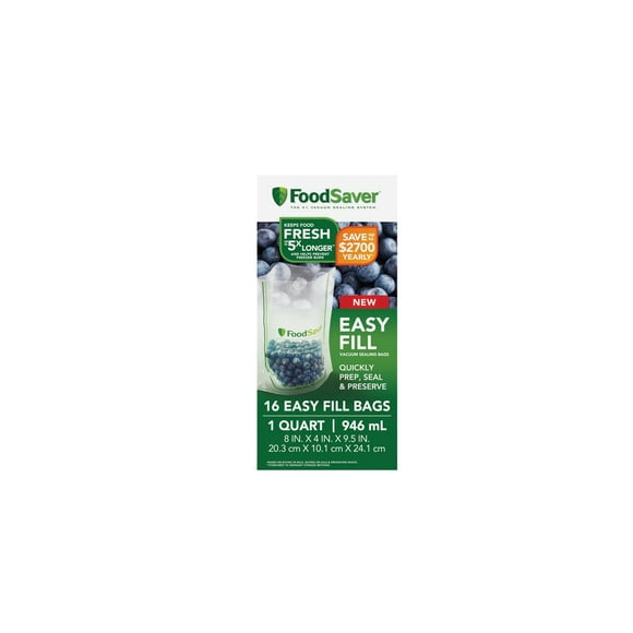 FoodSaver Easy Fill 1 Quart Vacuum Sealer Commercial Grade and Reusable Bags