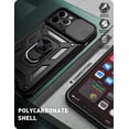 thumbnail image 5 of Sturdy Case for Apple iPhone 12 Pro Max (Not 12) with Slide Camera Window, Heavy Duty Military Grade Protection Phone Cover Built-in 360°Rotate Ring Stand for iPhone 12 Pro Max SJ Green, 5 of 8