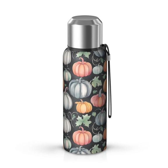 20 Oz Fall Pumpkins and Leaves Pattern Coffee Tumbler Double Wall Insulated Stainless Steel Water Bottle | Metal Reusable Thermoses Flask with Cup Cap | Leak & Sweat Proof with Anti-Dust Lid