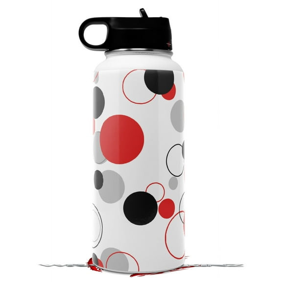 Skin Wrap Decal compatible with Hydro Flask Wide Mouth Bottle 32oz Lots of Dots Red on White (BOTTLE NOT INCLUDED)