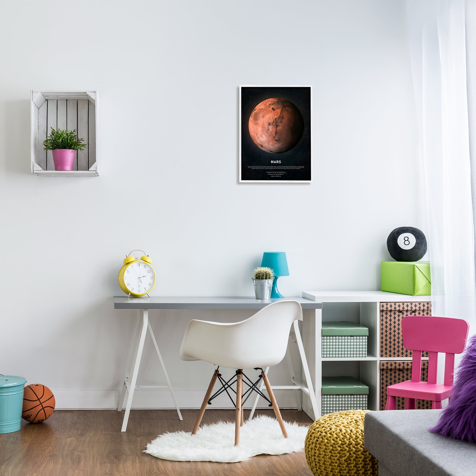Stupell Industries Mars Red Planet Infographic Astrological Facts Outer Space Novelty Photography White Framed Art Print Wall Art, 16 x 20, Design by Design Fabrikken
