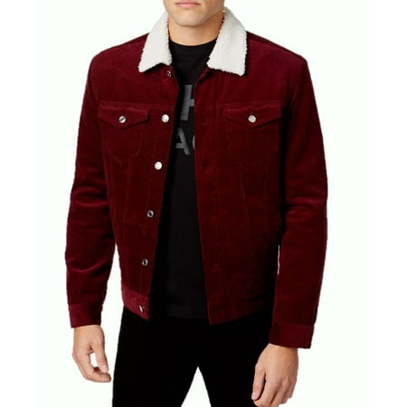 Shaun White NEW Red Port Mens Size Medium M Corduroy Faux-Fur Jacket