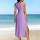 thumbnail image 5 of Vestido Largo de Manga Larga para las Mujeres Color Sólido Cuello Redondo Suelto Medio Ternera Vestido de Noche, Vestido Casual de Manga Larga para las Mujeres, 5 of 5