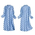 thumbnail image 3 of Clearance Women Cotton Nightgown Button Down Boyfriend Nightshirt Mid-Long Style Sleepshirt Pajama Tops,Long Sleeve V-Neck Plaid Night Gown Pajama Dress,S-XL Blue Heart, 3 of 7