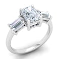 thumbnail image 2 of Dash Jewel 2.4 Ct Lab Created Diamond Ring - 14K White Gold Plated Radiant Cut 3 Stone Engagement Ring for Women - Beautiful Gift for Her - Celebrate Your Love Story with Elegance, 2 of 5