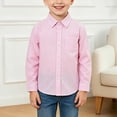 thumbnail image 2 of WUANDIXFA Toddler Boys Long Sleeve Solid Dress Shirt Long Sleeve Button Down Casual Dress Shirt School Shirts for Boys,Pink,15-16 Years, 2 of 5
