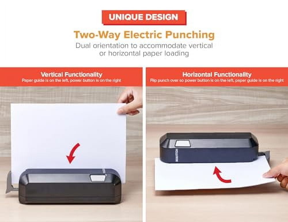 Bostitch EHP20-BLK 20-Sheet Electric Three-Hole Punch with 9/32 in. Holes - Black