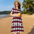 thumbnail image 4 of Balery Buffalo Plaid Forest Vestidos sueltos de manga corta para mujer, vestidos de verano 2025, vestidos casuales de corte A con vuelo., 4 of 6
