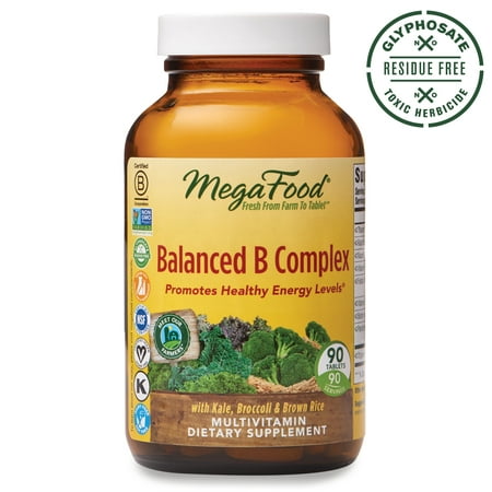 MegaFood, Balanced B Complex, Promotes Healthy Energy Levels, Multivitamin Dietary Supplement, Gluten Free, Vegan, 90 tablets (90