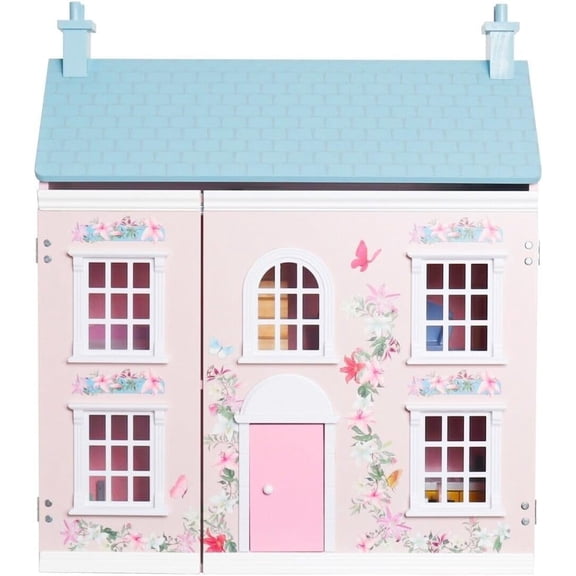 Doll House, 3-Story Wooden Cottage Dollhouse Play Big Doll House, Gift Aged 3 (Pink)