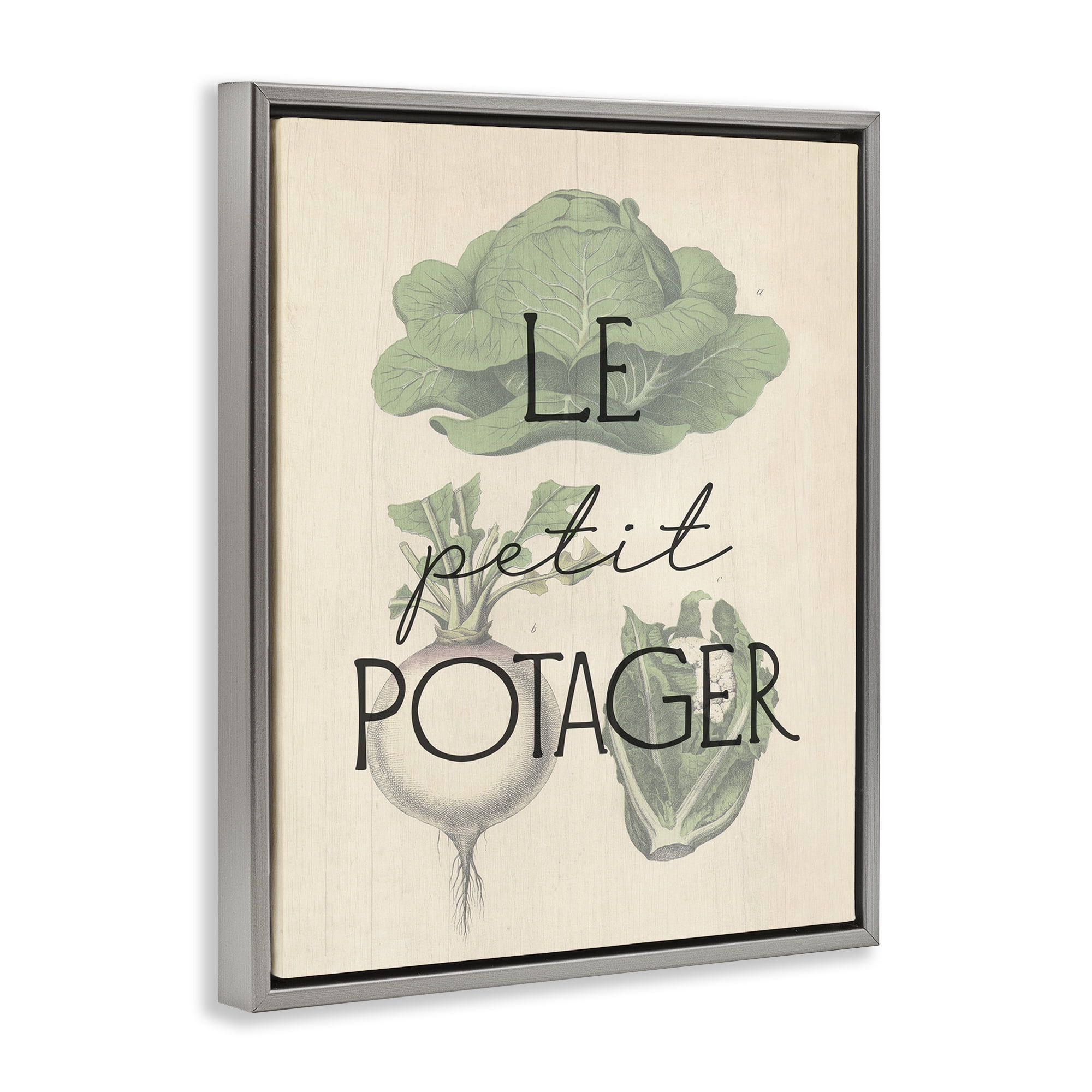 Stupell Industries French Vegetable Garden Food & Beverage Painting Gray Floater Framed Canvas Art Print Wall Art, 17 x 21