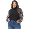 thumbnail image 5 of Women's Plus Size Sparkle Sequin Sweatshirt Mock Neck Pullover Long Sleeve Glitter Party Tops, Candy, 1X-Large, 5 of 7