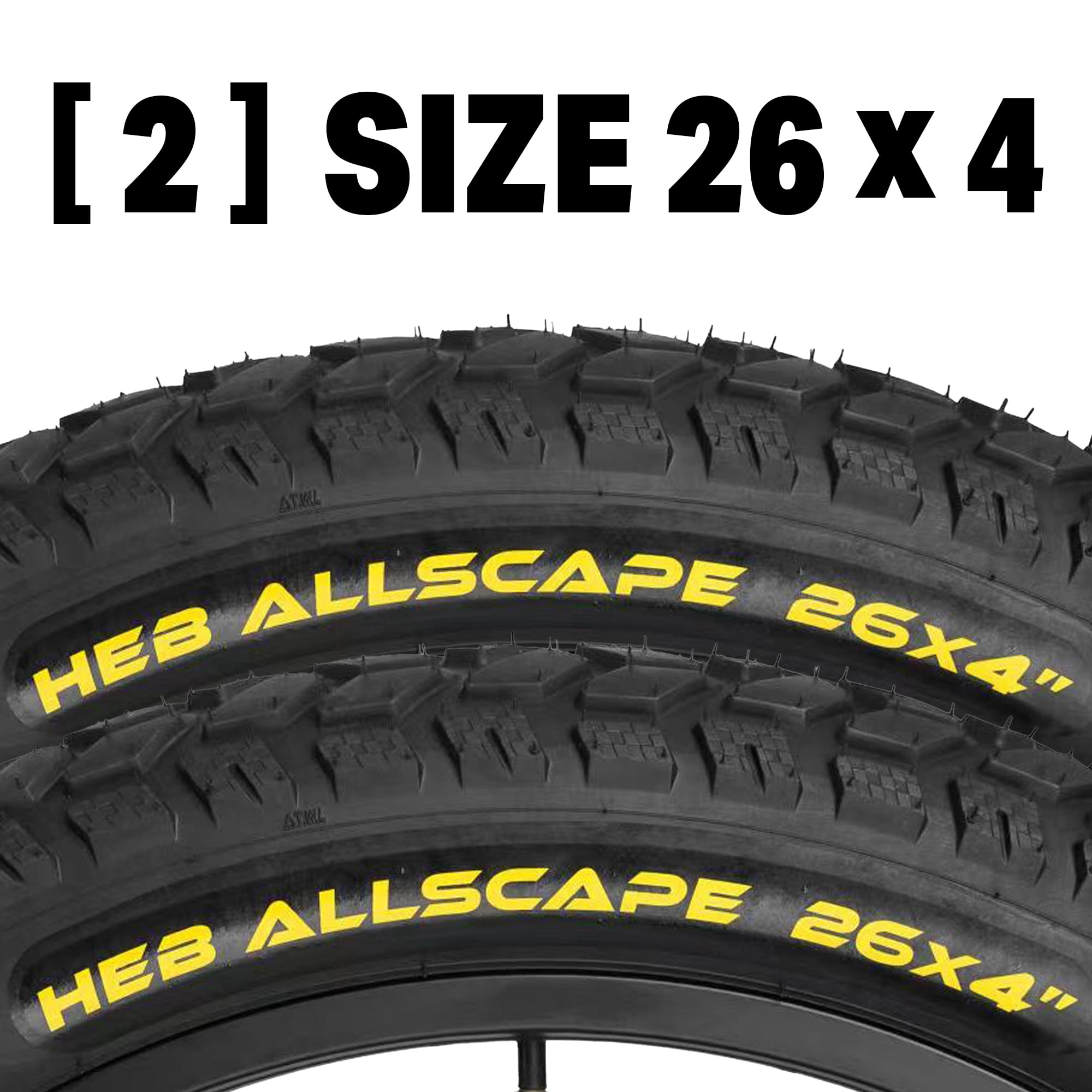 HEB ALLSCAPE E-Bike 26x4.0 Fat Tire Set, Includes 2 Tires, All Terrain
