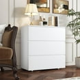 thumbnail image 4 of Modern Nightstand Bed Side Table with 3 Drawers, Night Stand with No Handle Design, End Sofa Table for Living Room, White 30.3”W x 15.7”D x 32.3”H, 4 of 8