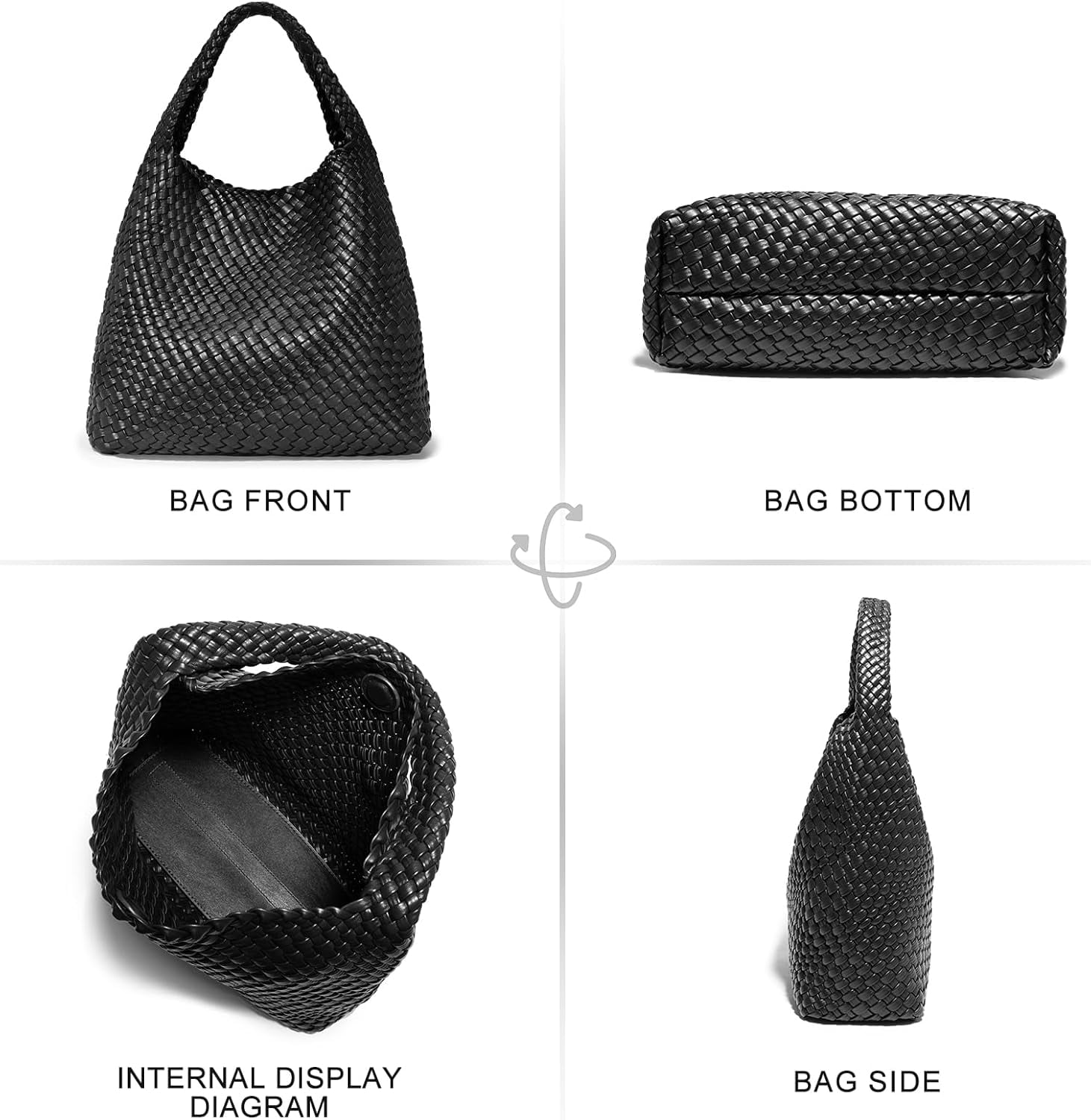 Woven Bag Purses and Handbags Woven Vegan Leather Bag For Women Woven Tote Bag Shoulder Bag Top-Handle Bag With Purses