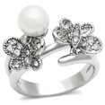 thumbnail image 1 of Alamode 3W223-5 Women Rhodium Brass Ring with Synthetic in White - Size 5, 1 of 1