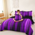 thumbnail image 4 of jejeloiu Purple Black Gradient Stripe 7pcs Bedding Comforter Set Kids,Geometric Ombre Lines Queen Bedding Sets,Reversible, 4 of 7