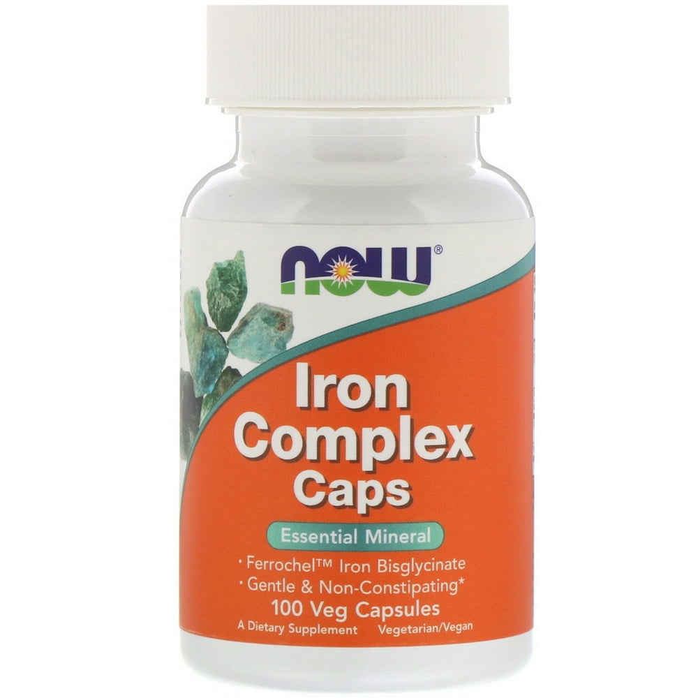 NOW Foods Iron Complex Caps Essential Mineral 100 Vegetable Capsule