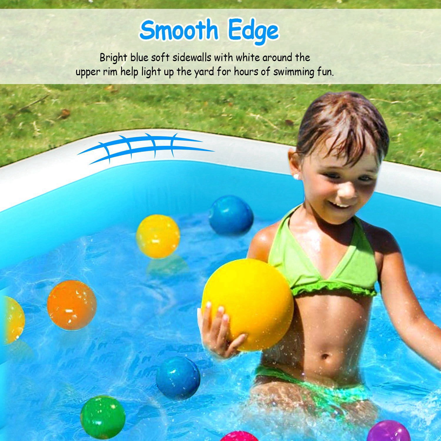120*72*24in Inflatable Family Swimming Lounge Pool  Backyard Summer Blow up Kiddie Pool