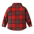 thumbnail image 3 of GYRATEDREAM Toddler Baby Boys Girls Plaid Flannel Shirt Jacket Kids Long Sleeve Lapel Button Down Shirts Fur-Lined Coat Children Fall Winter Tops Outwear Clothes Red for 6 Months-14 Years, 3 of 8
