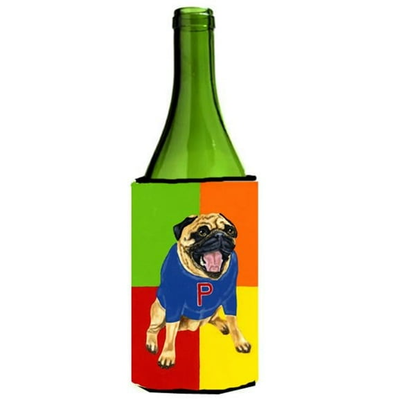 Go Team Varsity Pug Wine Bottle Can cooler Hugger