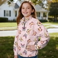 thumbnail image 3 of Uorisanigo Girls Half Zip Collar Sweatshirts Fall Trendy Butterfly Print Long Sleeve Pullover Crop Tops Oversized Kids Cropped Pullover Hoodies Drop Shoulder Jacket Outerwear, 3 of 7