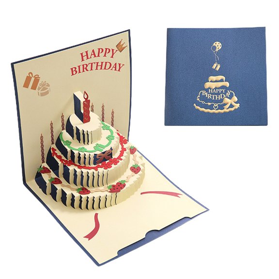 Ciwanning Birthday Cake Card 3D Birthday Card Cake Greeting Cards Postcards Gifts Birthday for Friend Wife Husband
