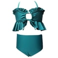 thumbnail image 6 of DAETIROS Girls Tankini Swimsuit Set 2 Piece Blue Ruffle & Lace Trim Cotton Lined Comfortable Swimwear for Kids, Size 5-6 T, 6 of 7