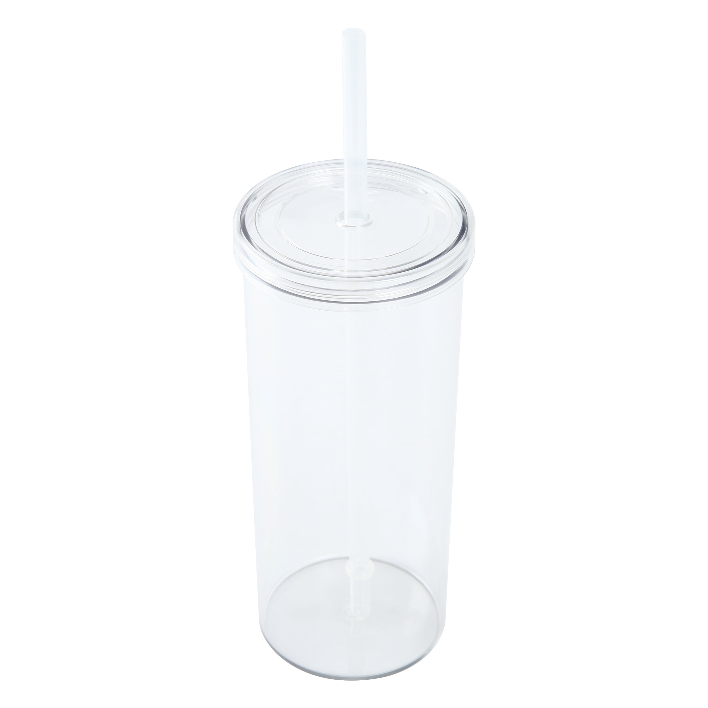 20-ounce Clear Plastic Tumbler with Screw Top Lid and Straw, by Mainstays