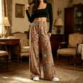 thumbnail image 5 of Women's Wide Leg Jeans Floral Print Bohemian Style Flowy Loose Wide Leg Vintage Baggy Jeans High Waist Stretchy Straight Leg Loose Denim Pants with Pockets, 5 of 8