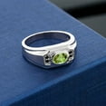 thumbnail image 3 of Gem Stone King Green Peridot and Black Diamond Ring for Men | 925 Sterling Silver | 1.46 Cttw | Gemstone August Birthstone | Oval 8X6MM | Available in Size 7, 8, 9, 10, 11, 12, 13 | Size 10, 3 of 3
