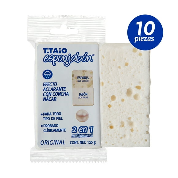 Esponjabon Concha Nacar aclarante T.Taio 10 piezas 120g c/u