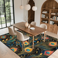 thumbnail image 6 of CURLYOOT Peacock Feather Area Rugs 5'x7' Washable Rug Large Living Room Rug Non Slip Abstract Indoor Floor Carpet for Dining Room Bedroom Home, 6 of 7